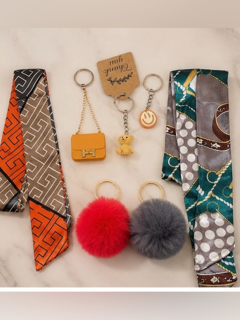 Fluffy Pom Pom Keychain Set and Twillys